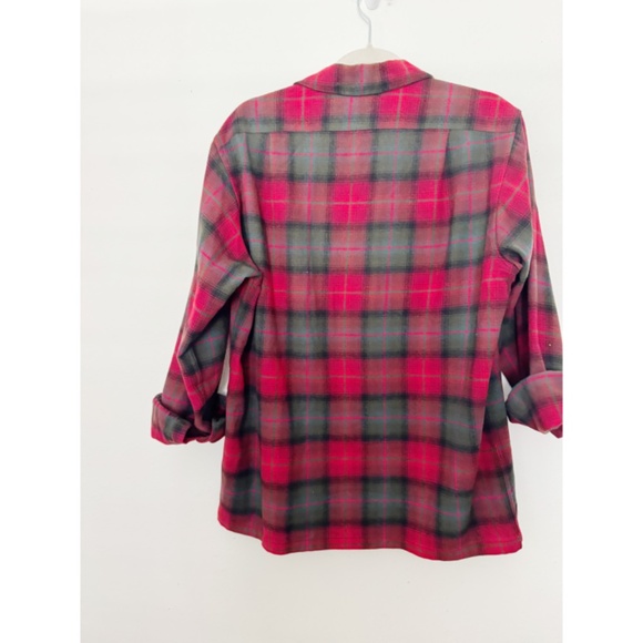 Pendleton Vintage 1960's Wool Plaid Shadow Board Shirt Red Green M - Picture 3 of 6